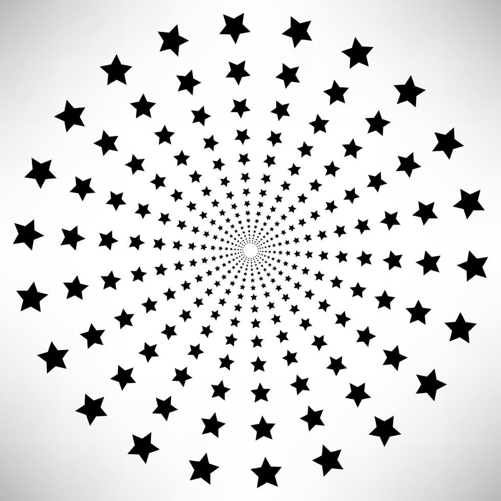 elementos redondos de estrellas, rayos de medio tono aislados en fondo blanco. logotipo negro formas geométricas. vector