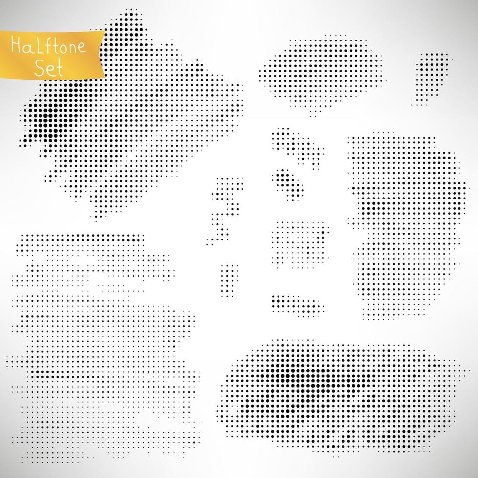 Black halftone element, banner, texture, icon.  Dotted texture isolated on white. vector