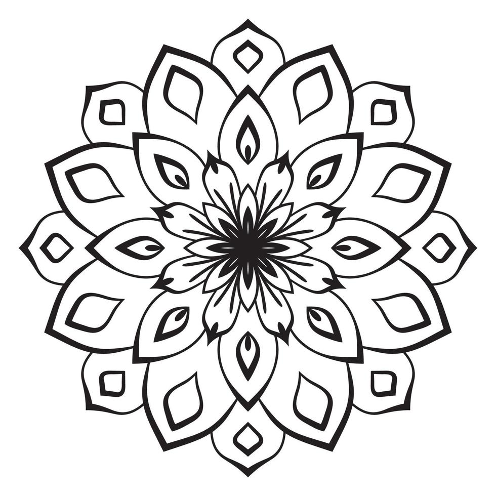 lindo mandala. flor ornamental redonda del doodle aislada en el fondo blanco. ornamento decorativo geométrico en estilo étnico oriental. vector