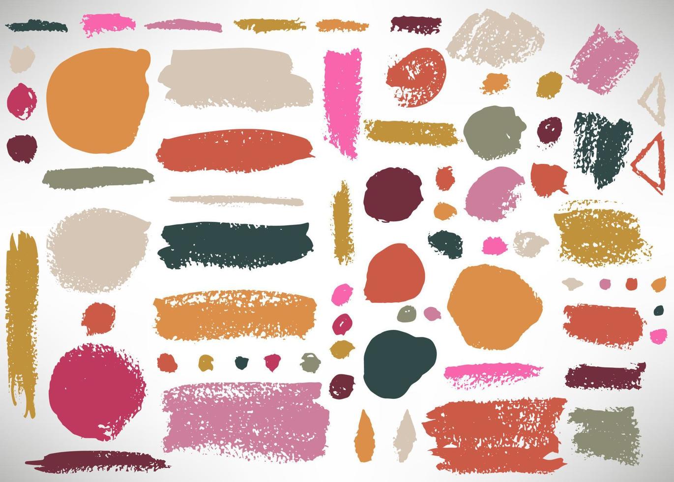 Big set of grunge brush stroke. Collection of Ink brush circle, dot, grunge line, stripe, divider, label, template. Set of dirty backgrounds, textured shapes. Distressed brushes. vector
