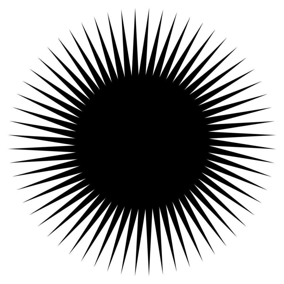 Star, round element, halftone rays isolated on white background. Black logo. Geometric shape. vector