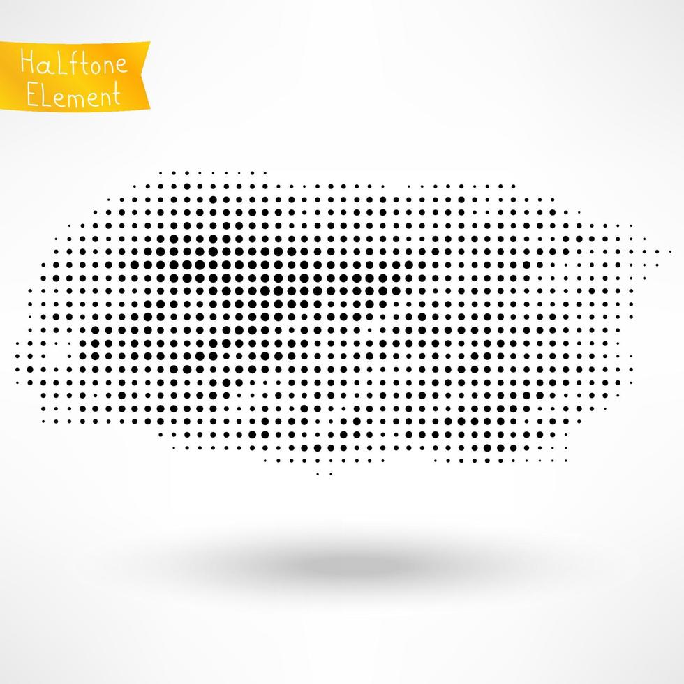 Black halftone element, banner, texture, icon.  Dotted texture isolated on white. vector