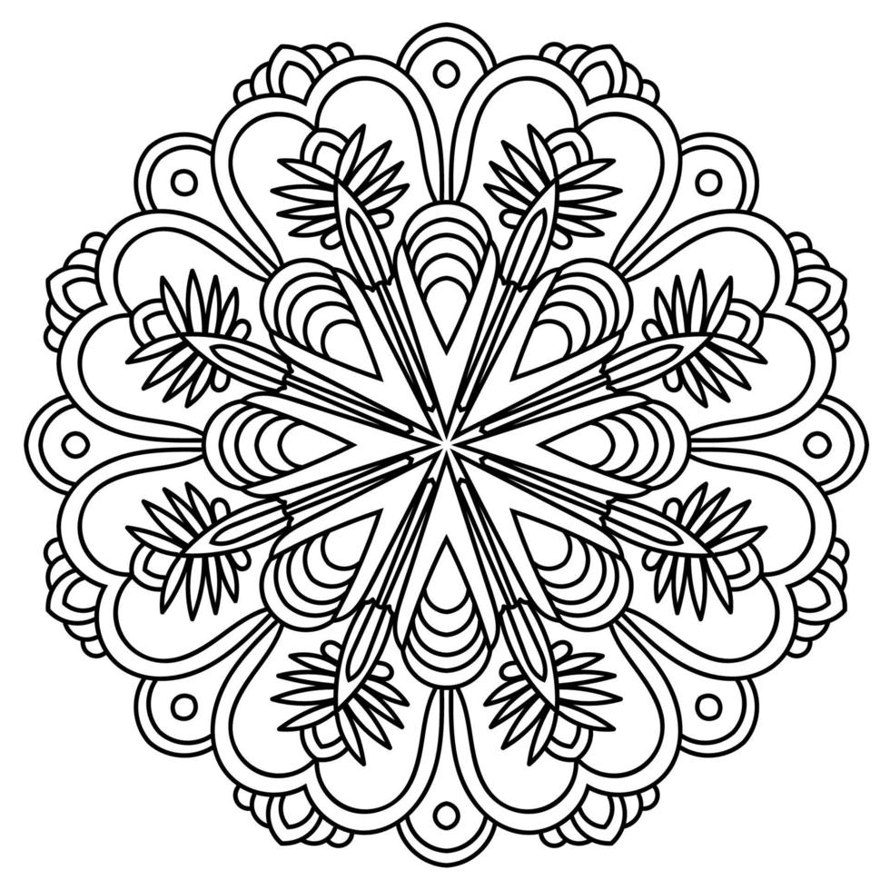 Outline Mandala. Ornamental round doodle flower isolated on white background. Geometric circle element. vector