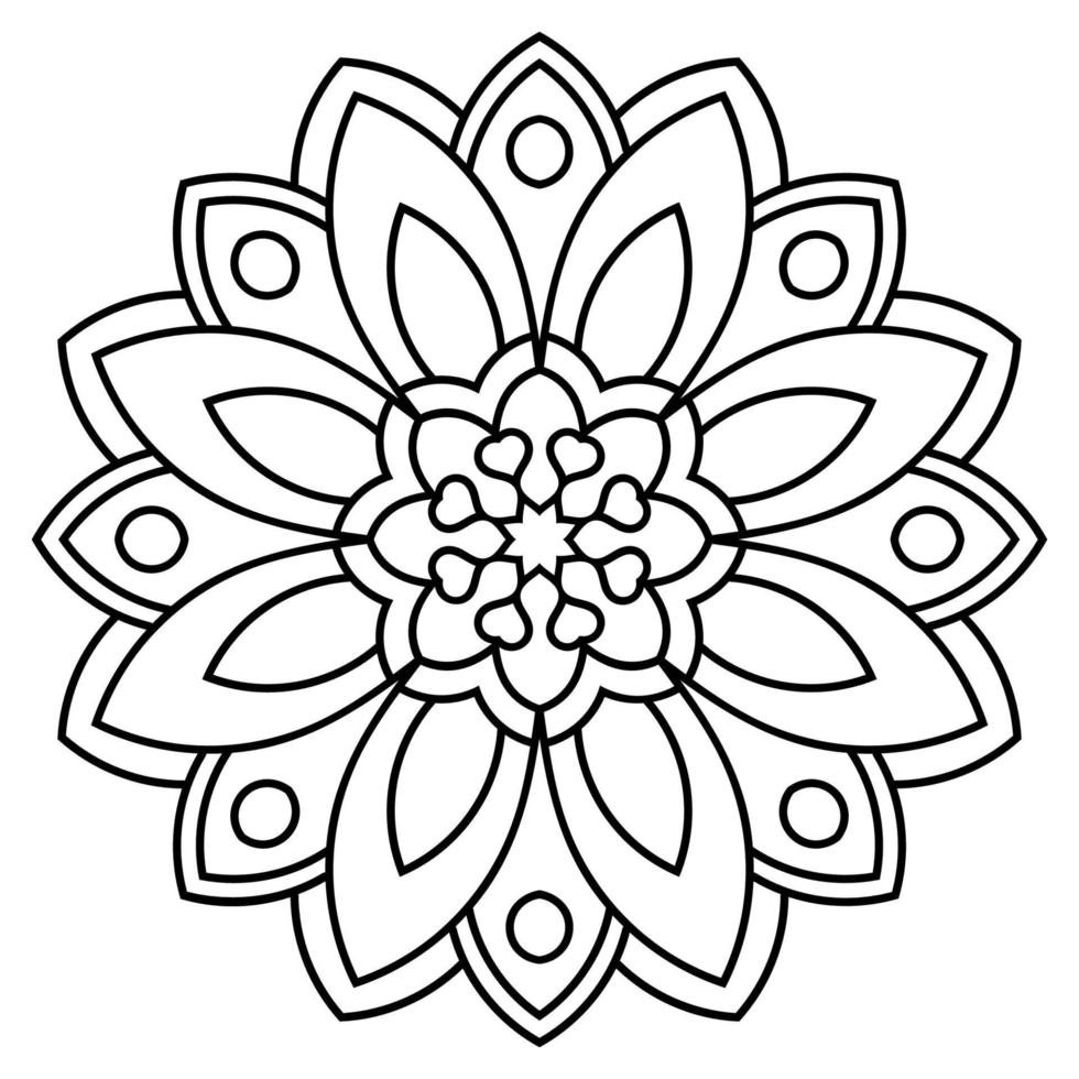 Outline Mandala. Ornamental round doodle flower isolated on white background. Geometric circle element. vector