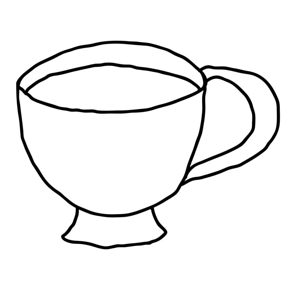 taza de té lineal de fideos de dibujos animados aislada sobre fondo blanco. vector