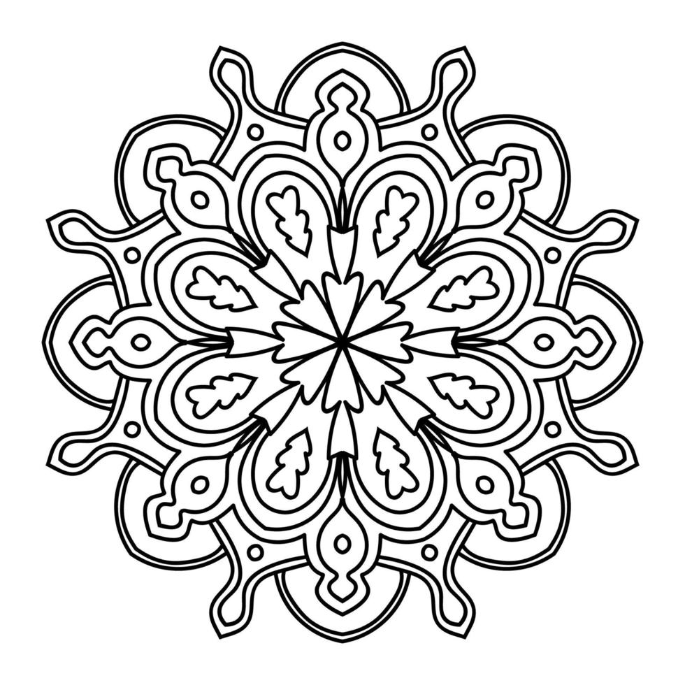 esquema mandala. flor de garabato redonda ornamental aislada sobre fondo blanco. elemento de círculo geométrico. vector