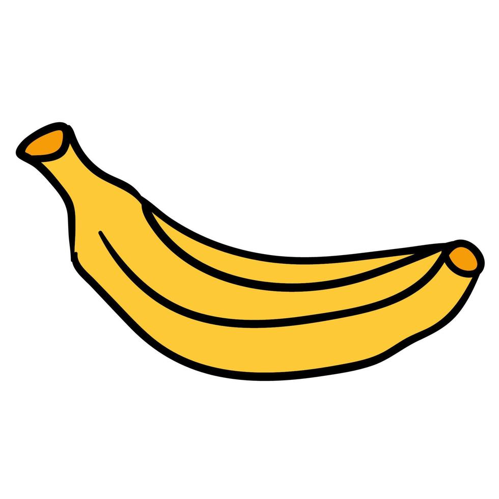 plátano de dibujos animados dibujados a mano aislado sobre fondo blanco. fruta de dibujos animados vector
