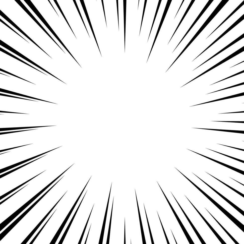 Black and white optical illusion burst background. Halftone effect. Abstract radial, convergent lines. Explosion, radiation, zoom, visual effect. Sun or star rays for Comic Books in pop art style. vector