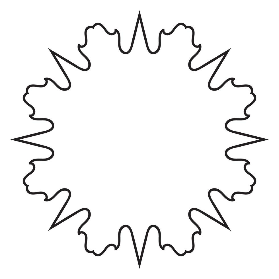 Abstract doodle curly thin line round frame isolated on white background. Mandala border. vector