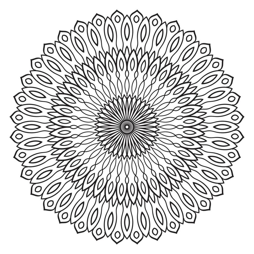 lindo mandala. flor ornamental redonda del doodle aislada en el fondo blanco. ornamento decorativo geométrico en estilo étnico oriental. vector