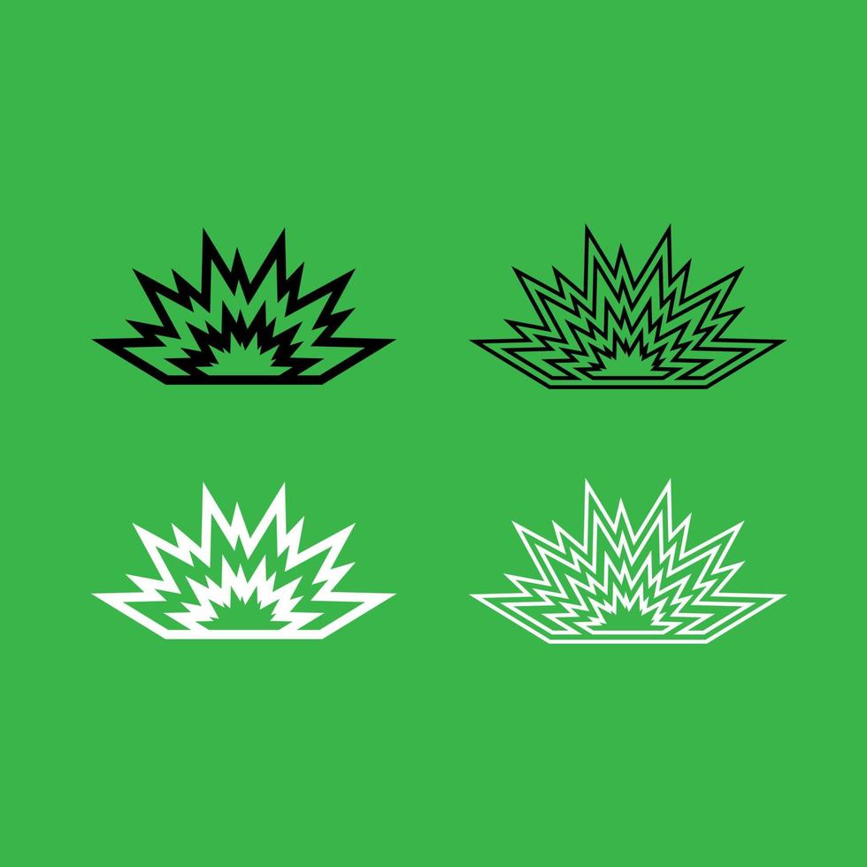 Explosion icon Black and white color set vector