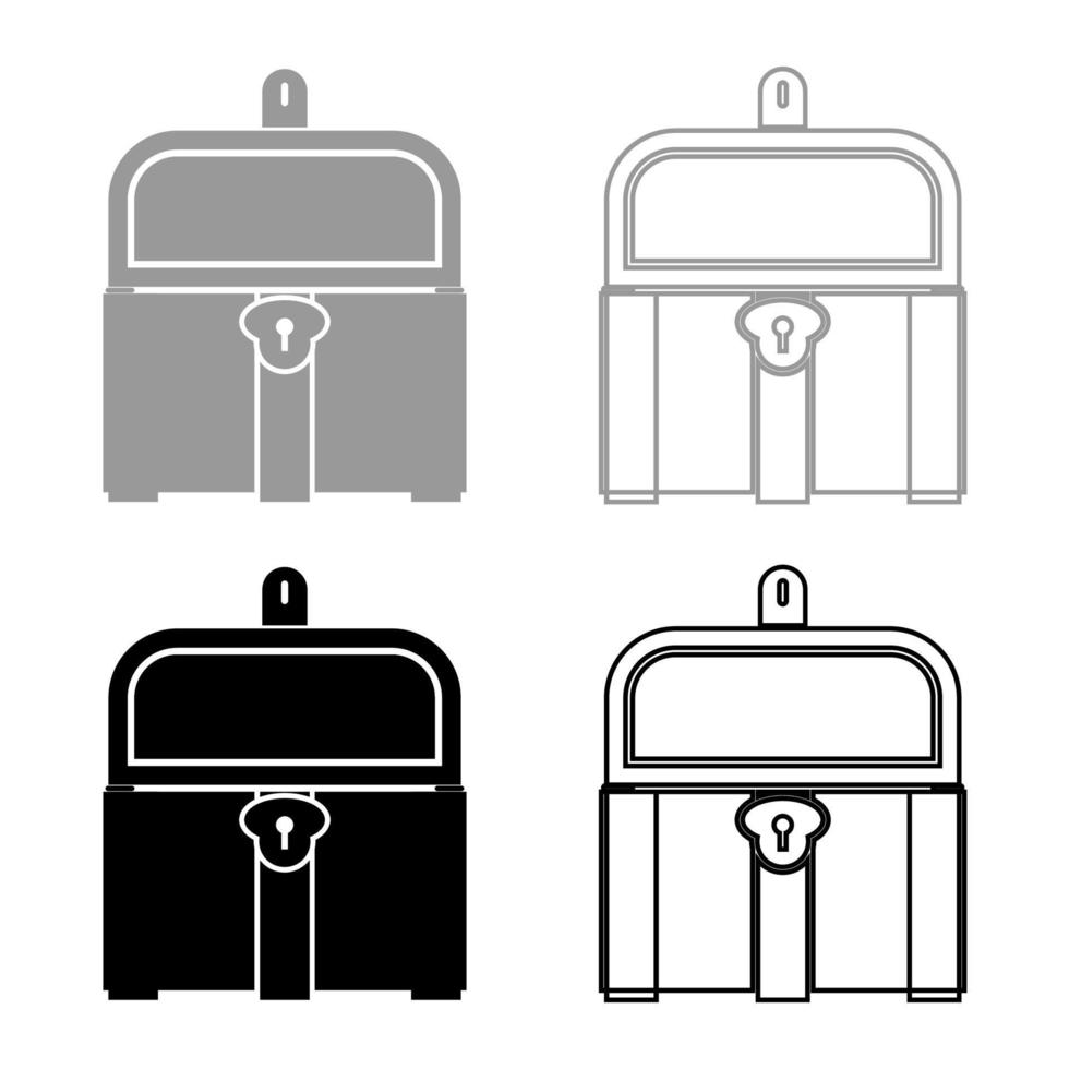 conjunto de iconos de kist o baúl de color negro gris vector