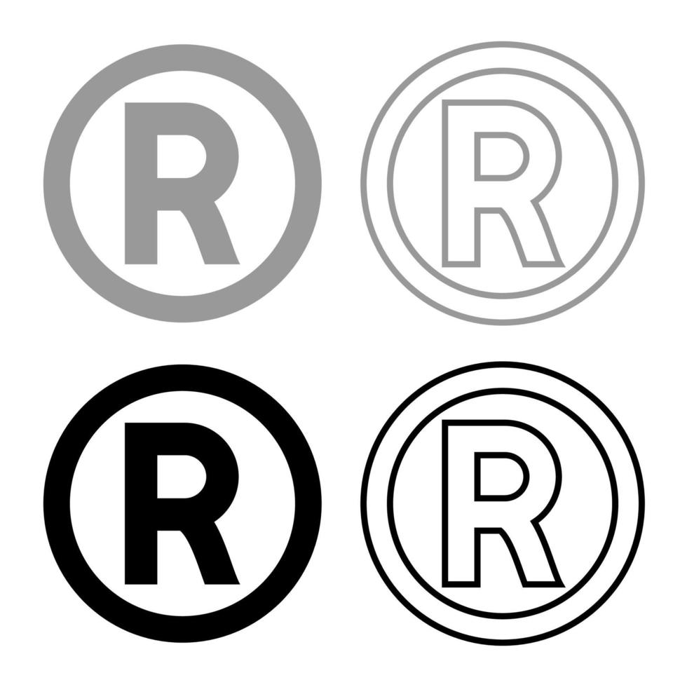 Symbol copyright icon set grey black color vector