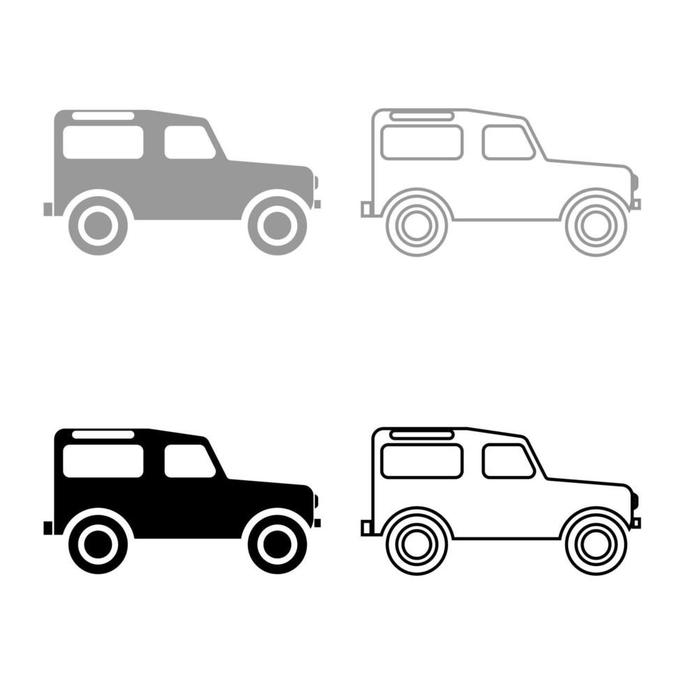 conjunto de iconos de vehículos todoterreno color negro gris vector