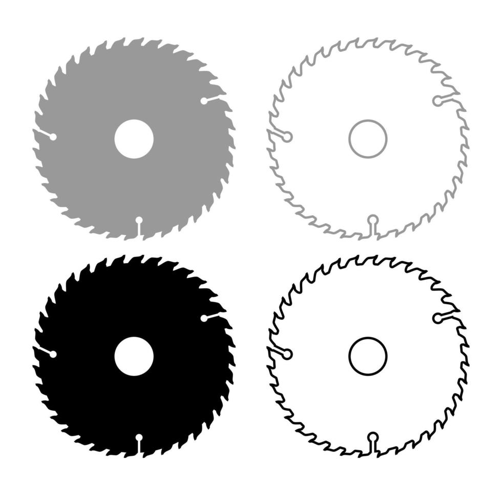 conjunto de contorno de icono de disco circular color negro gris vector