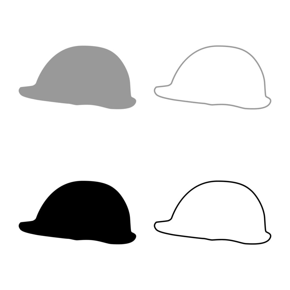 Helmet safe work at a construction site For safety work on construction icon set grey black color illustration outline flat style simple image vector