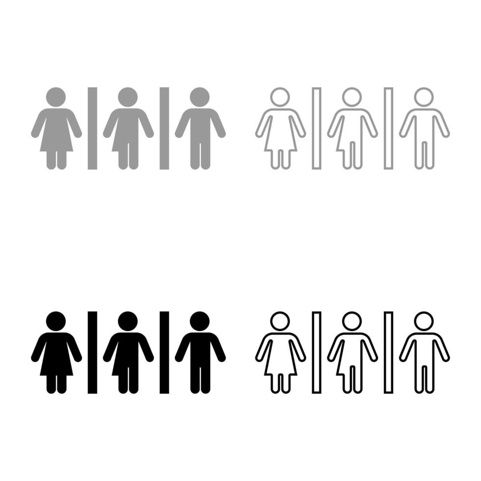 Woman bisexual transvestite gay man loyalty concept icon set black grey color vector illustration flat style image