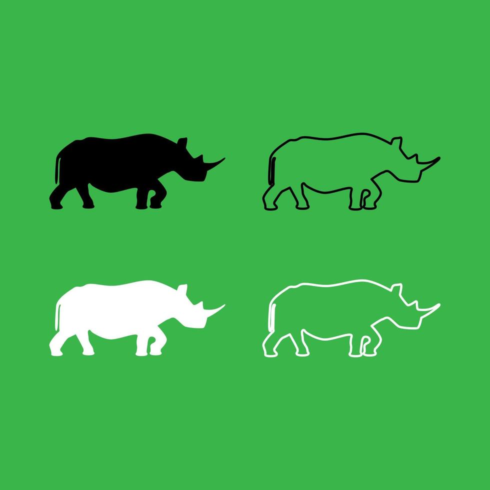 Rhinoceros icon Black and white color set vector