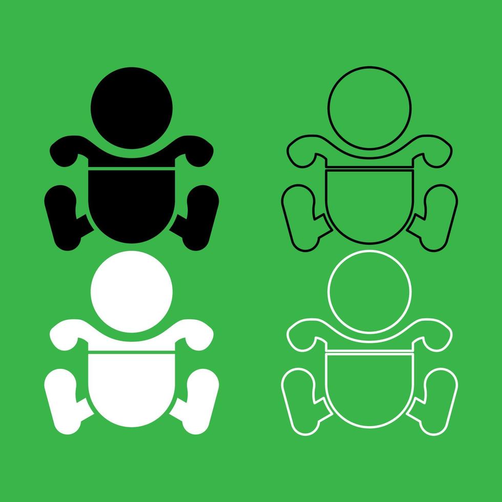 Toddler boy with diapers icon Black and white color set vector