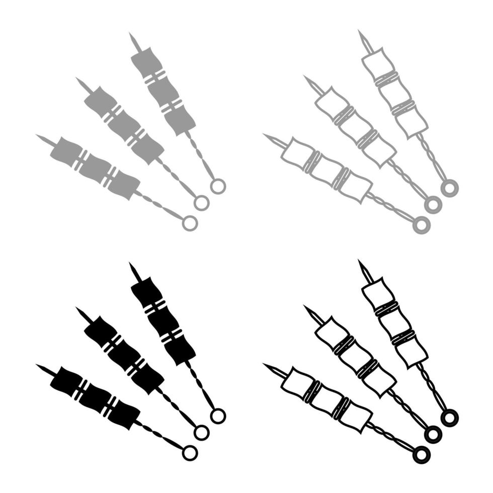 conjunto de iconos de shish kebab color negro gris vector