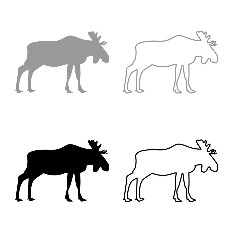 Moose elt icon set grey black color vector