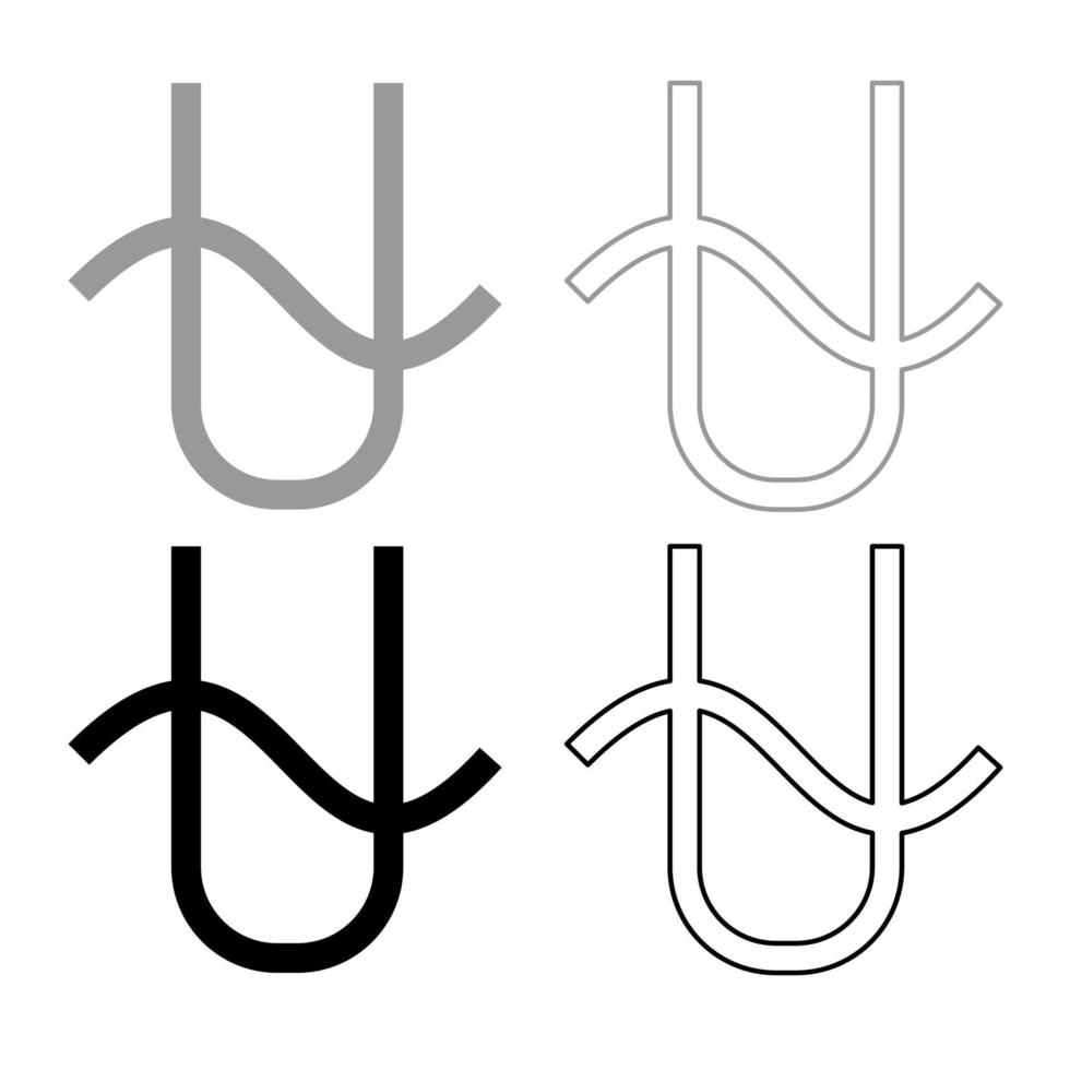 ophiucus símbolo zodiaco icono contorno conjunto gris negro color vector