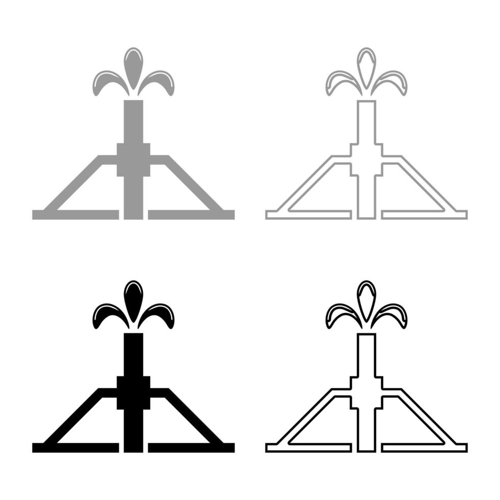 Oil well Derrick rig for oil in out icon set grey black color illustration outline flat style simple image vector