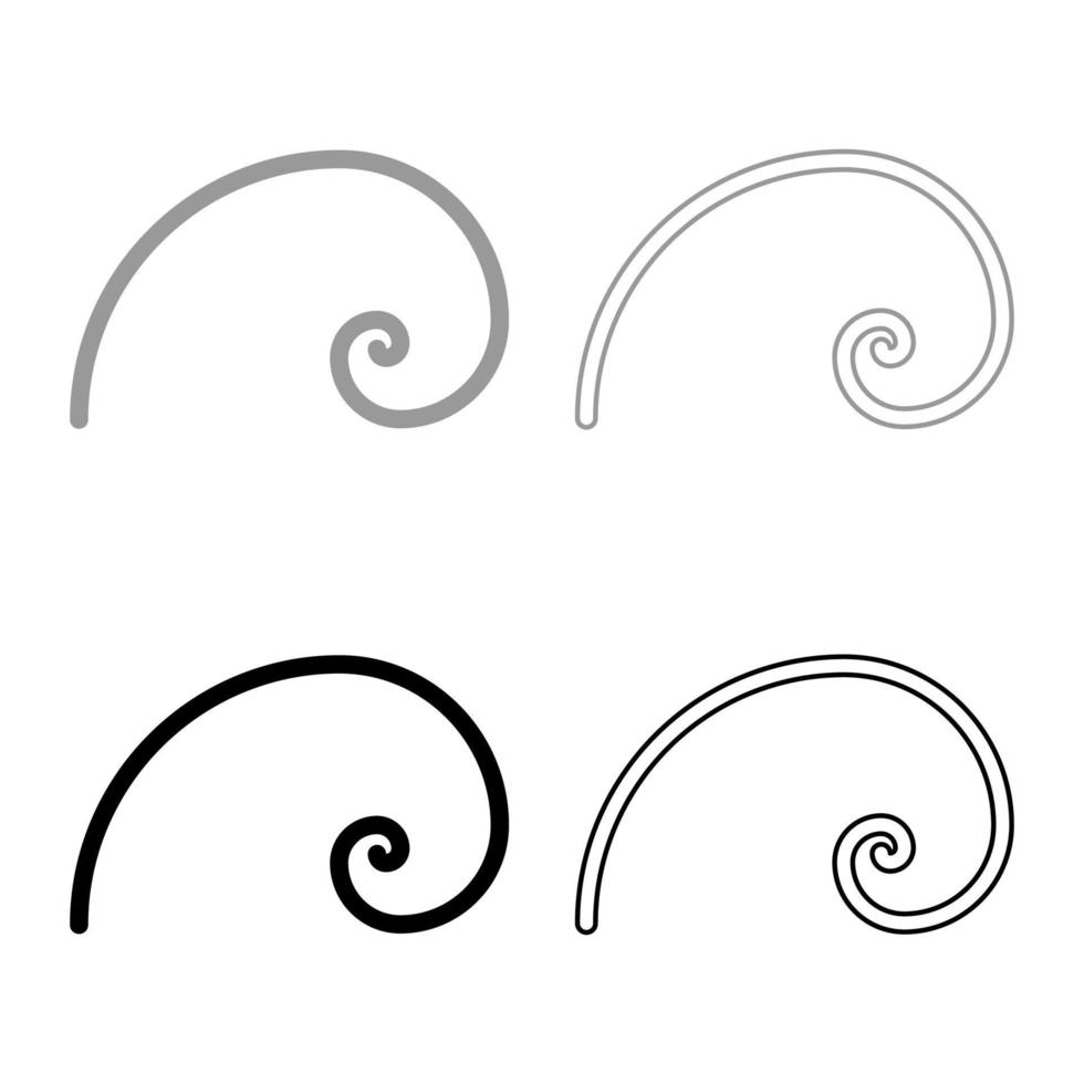 espiral sección dorada proporción áurea proporción espiral de fibonacci conjunto de iconos color gris negro ilustración vectorial imagen de estilo plano vector