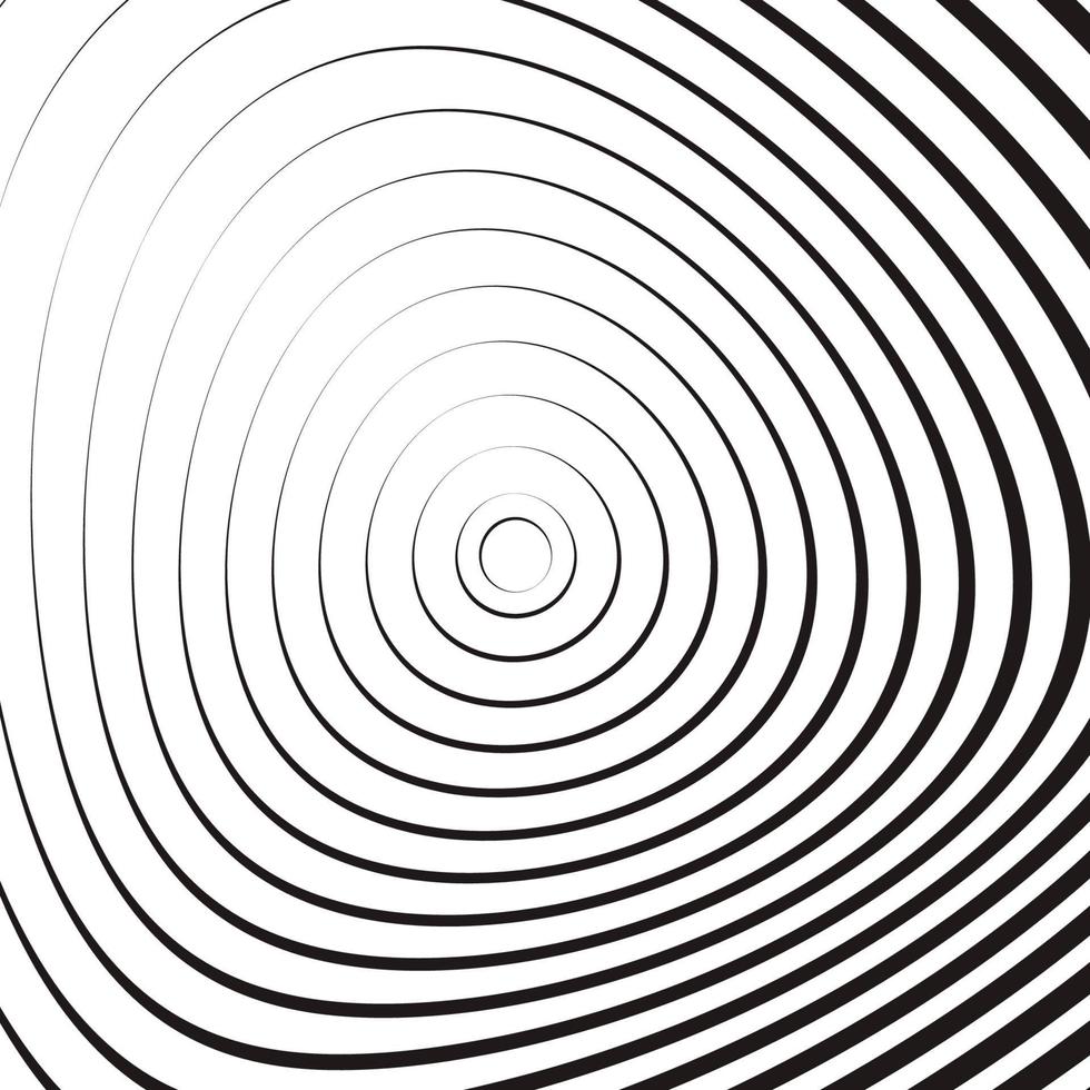 Concentric linear circles, neutral round element. Halftone outline element isolated on white background. vector