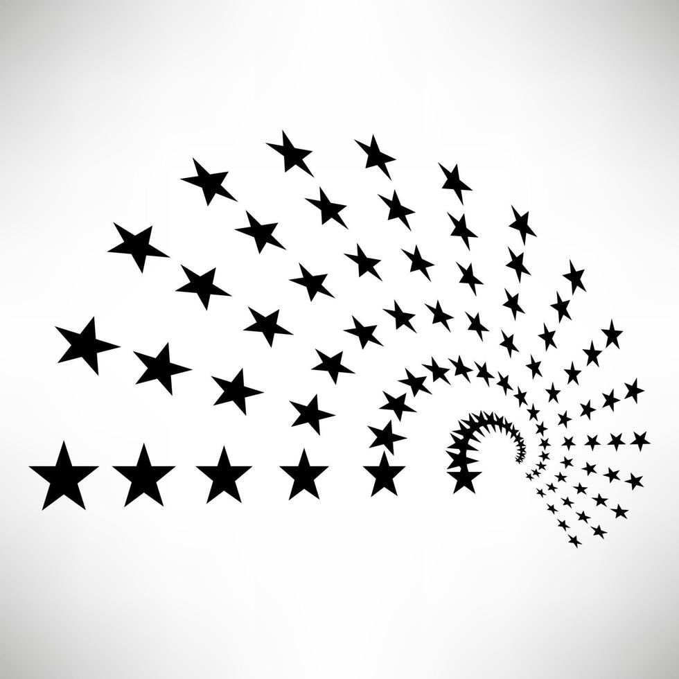 Star round elements, halftone rays isolated on white background. Black logo. Geometric shapes. vector