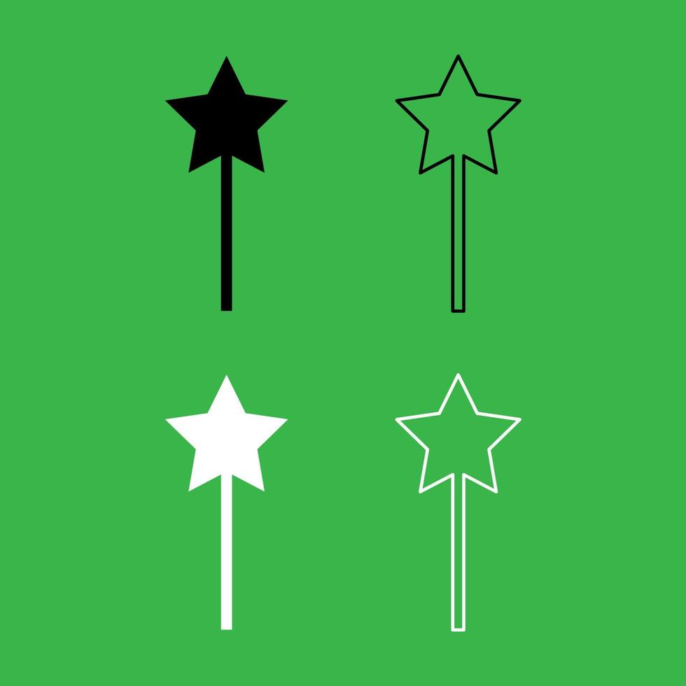 Magic wand icon Black and white color set vector