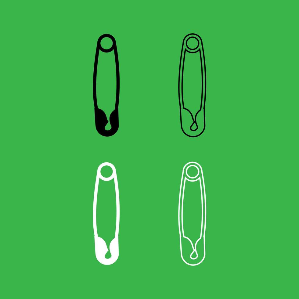 Safety pin icon Black and white color set vector