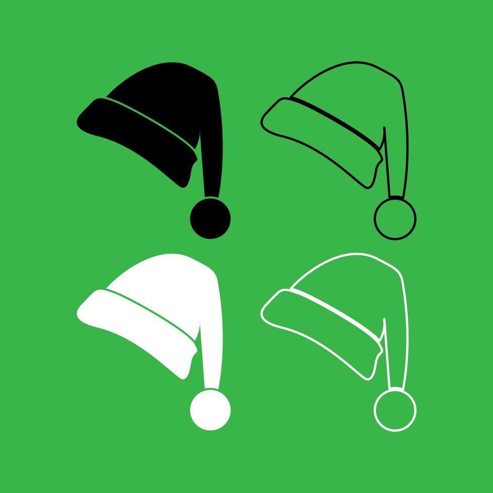 Santa Claus Christmas hat icon Black and white color set vector
