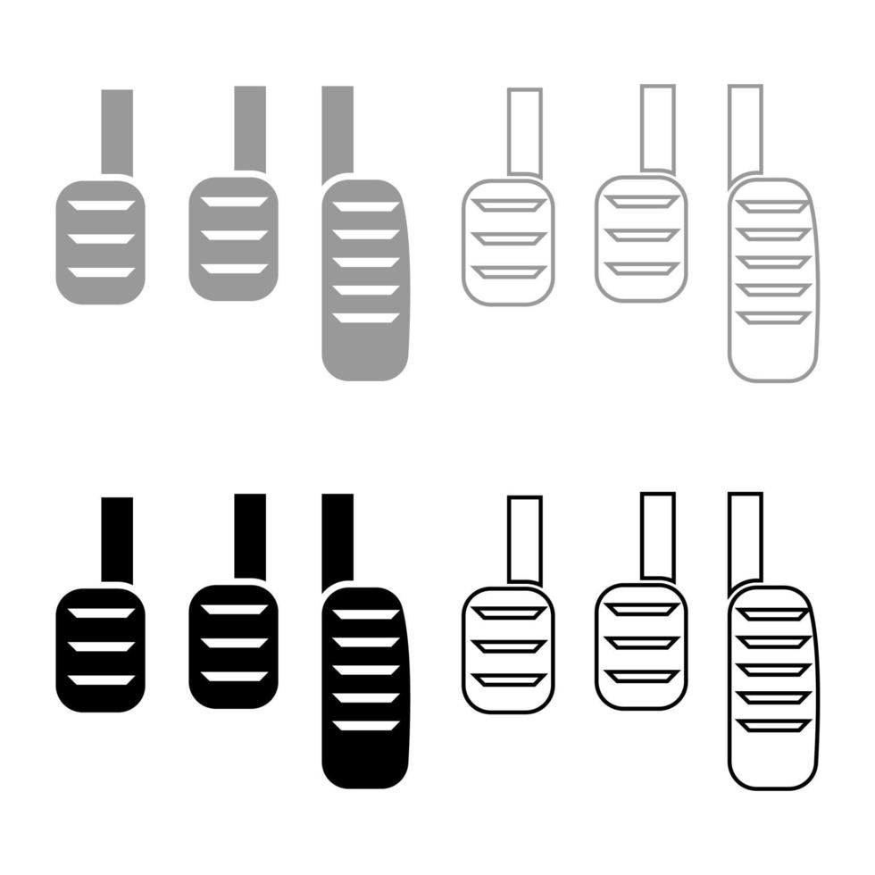 conjunto de iconos de pedal color negro gris vector
