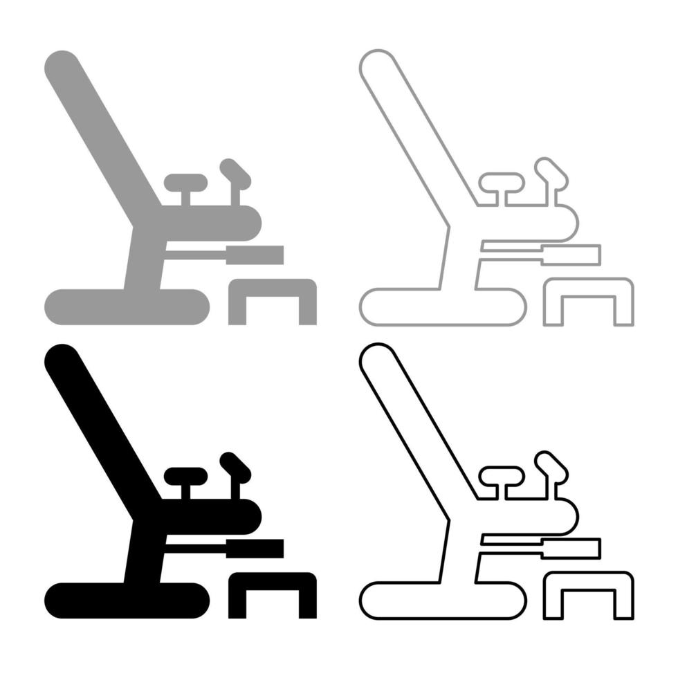 esquema de icono de silla ginecológica establecido color negro gris vector