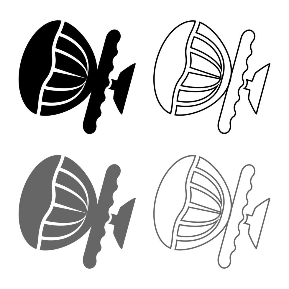 signo de airbag volante con icono de airbag activo conjunto ilustración de color negro gris contorno estilo plano imagen simple vector