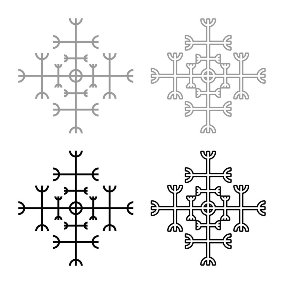 Helm of awe aegishjalmur or egishjalmur galdrastav icon set grey black color illustration outline flat style simple image vector