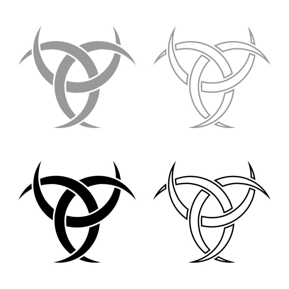 Odin horn paganism symbol icon set grey black color illustration outline flat style simple image vector
