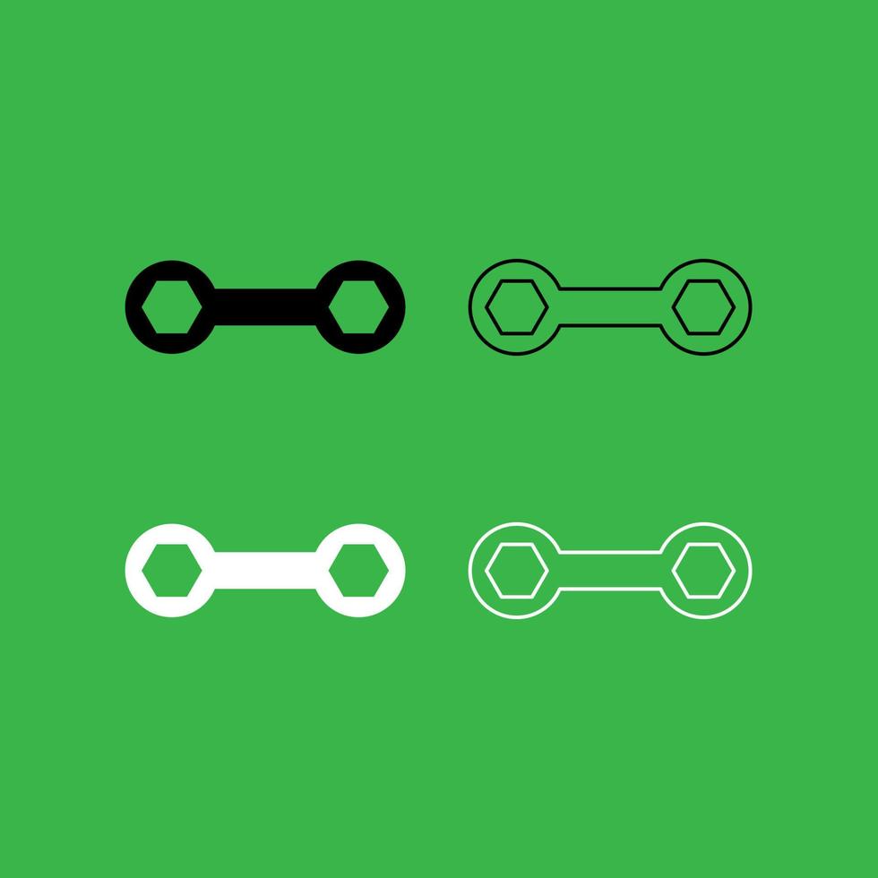 Spanner icon Black and white color set vector