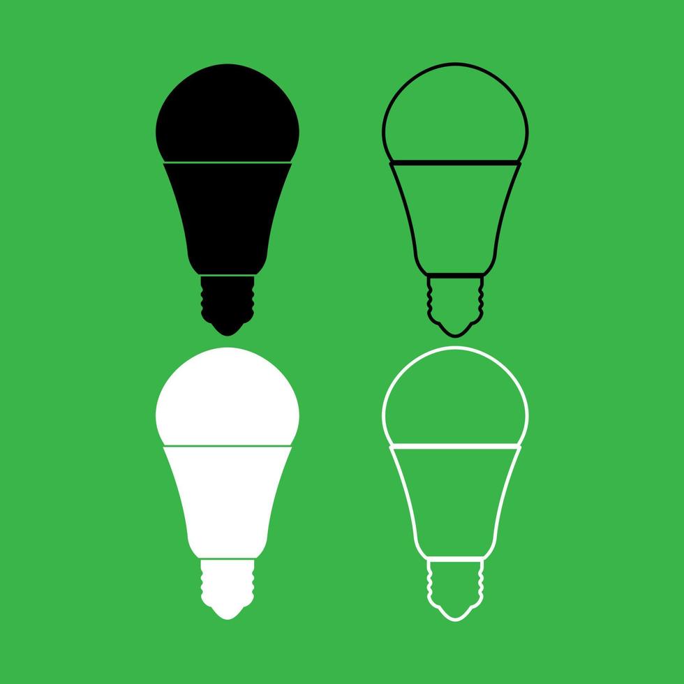 LED lightbulb icon Black and white color set vector