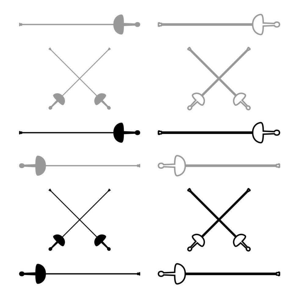 Swords for fencing icon set grey black color vector