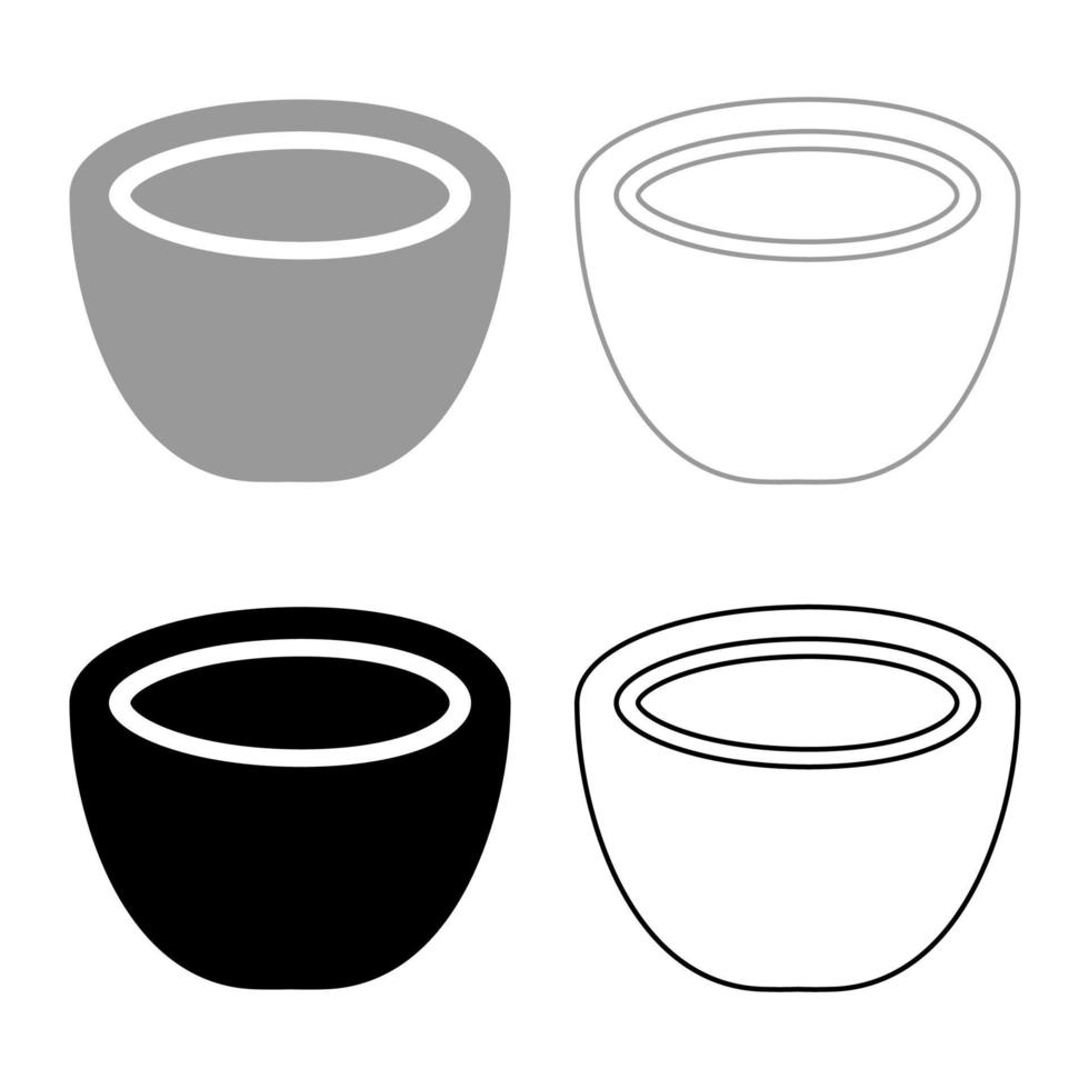 conjunto de iconos de coco color negro gris vector