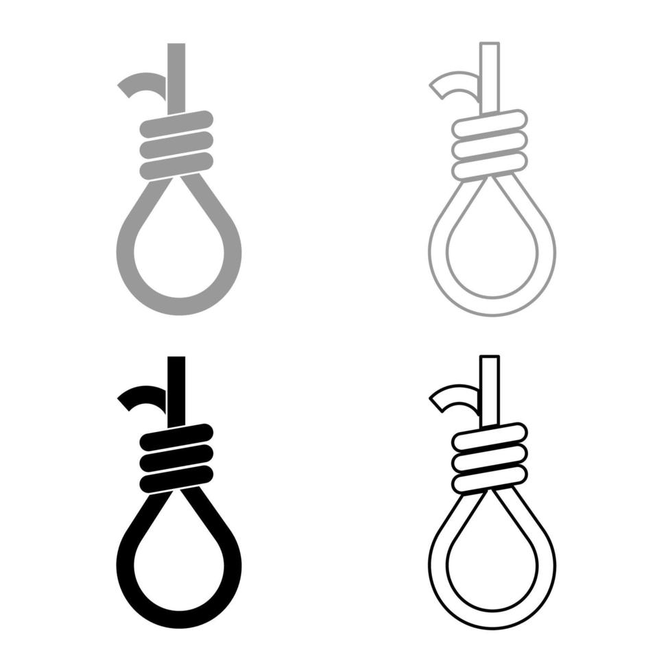 Gallows with rope noose icon set grey black color vector