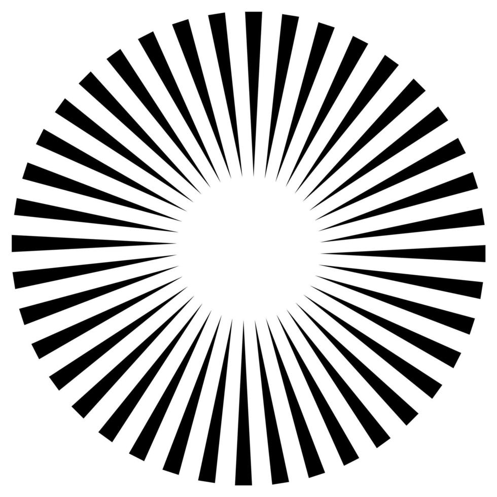 Star, round element, halftone rays isolated on white background. Black logo. Geometric shape. vector
