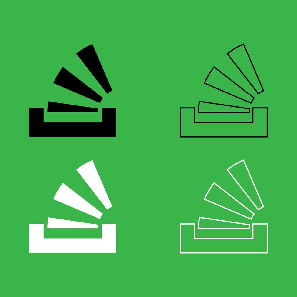 Stacking in the tray icon Black and white color set vector