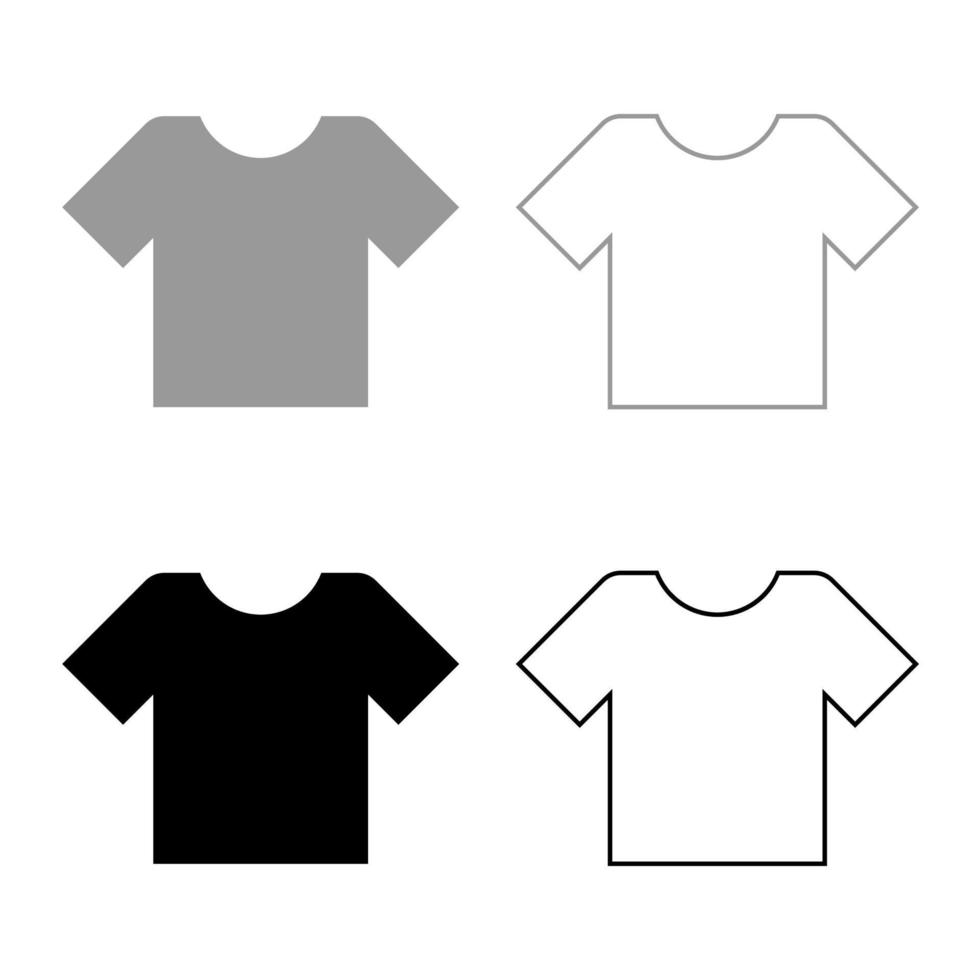 T-shirt icon set grey black color vector