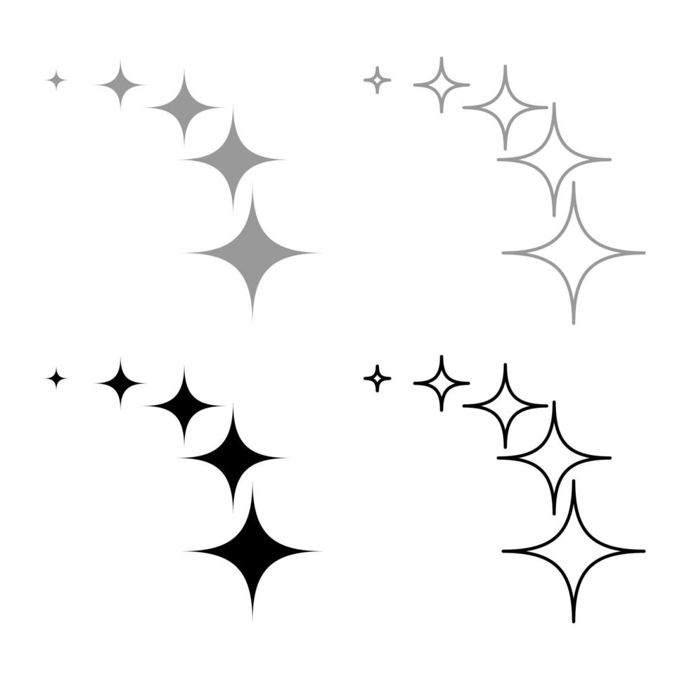 Stars on track five items icon outline set grey black color vector