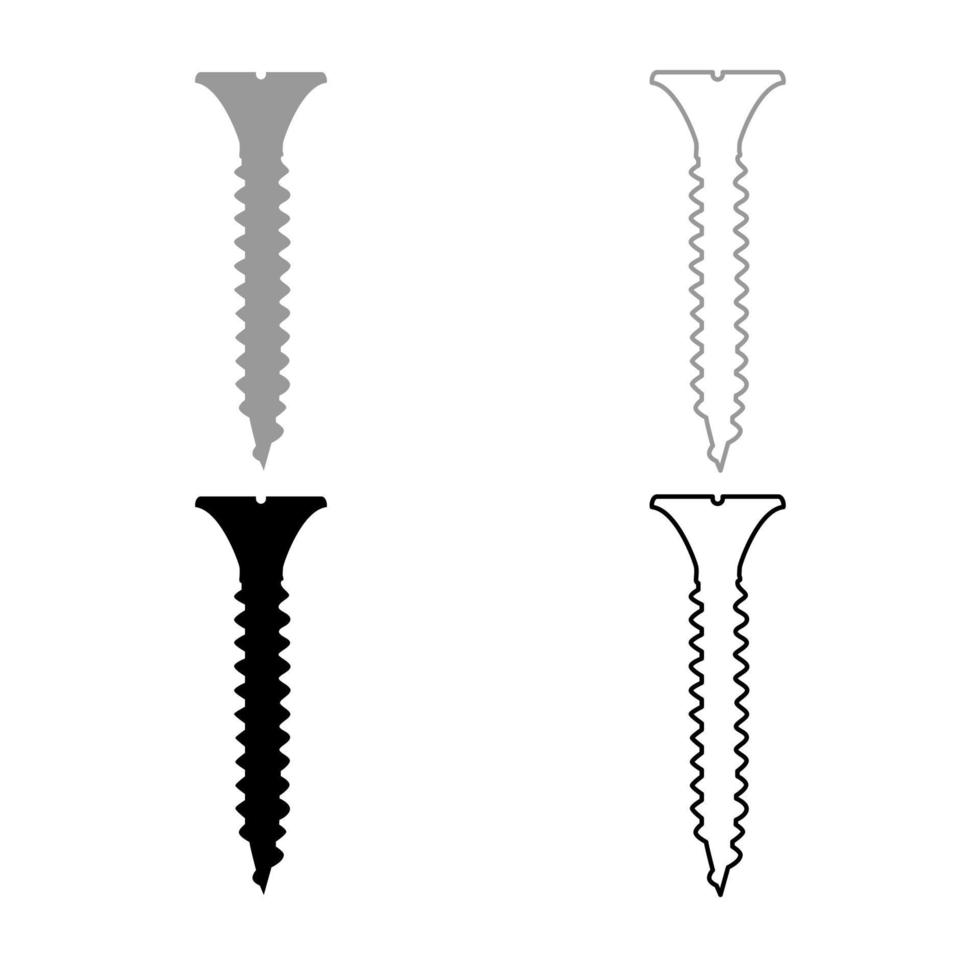 esquema de icono de tornillo conjunto gris negro color vector
