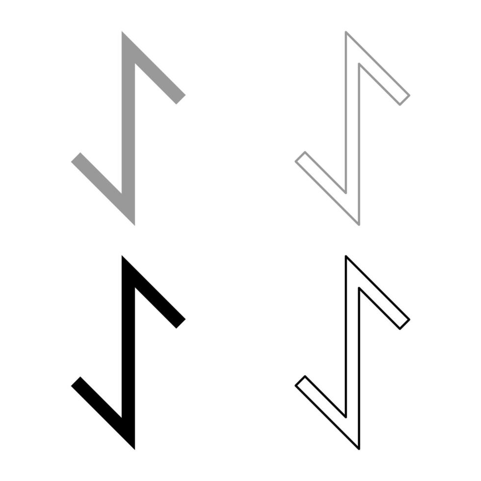 eywas rune tejo fuerza egis símbolo conjunto de iconos gris negro color ilustración esquema estilo plano simple imagen vector