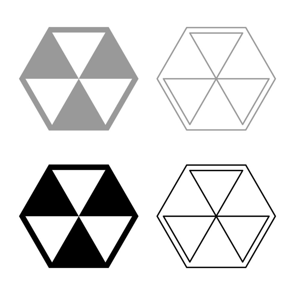Abstract cube shape Hexagon box icon set black grey color vector illustration flat style image